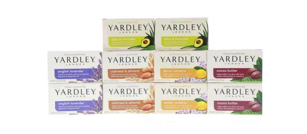 Yardley London Soap Bath Bar Bundle - 10 Bars: English Lavender, Oatmeal And Almond, Aloe And Avocado, Cocoa Butter, Lemon Verbe