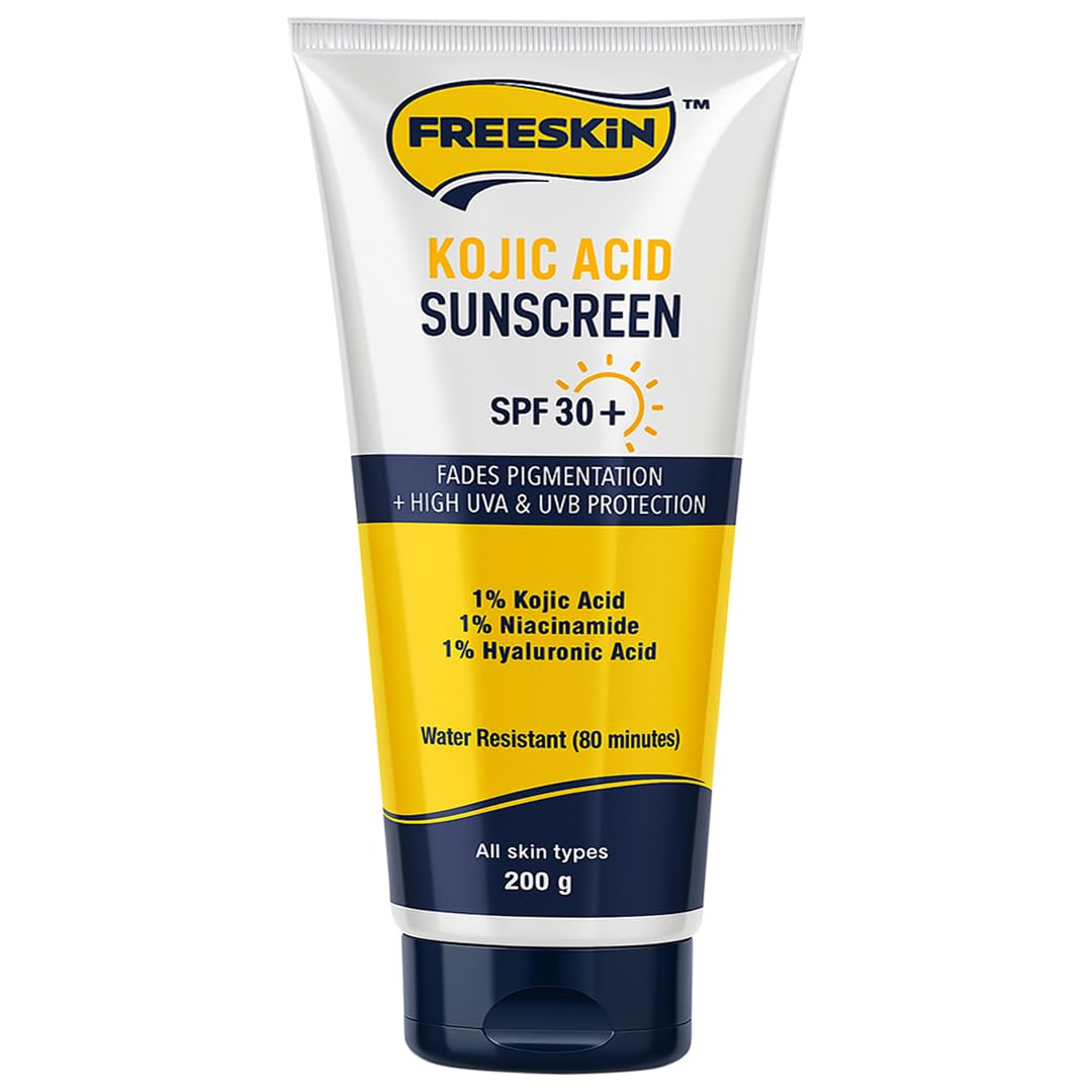 Free Skin Kojic Acid Sunscreen SPF 30+ | Fades Pigmentation & Dark Spots | High UVA Protection | Enriched with 1% Kojic Acid, 1%