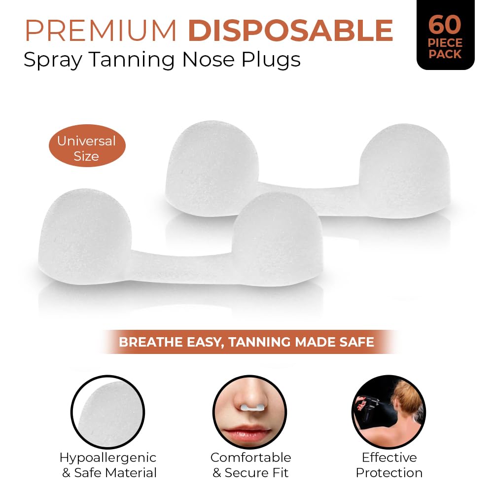 Existing Beauty Bronze Tan Disposable Nose Filters - 60 Hypoallergenic Spray Tan Plugs for Allergies & Dust Protection
