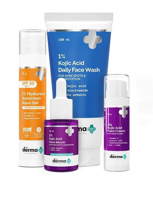 The Derma Co Set Of 4 Sunscreen Gel- 50 G- Serum- 30 Ml- Face Wash- 100 Ml & Face Cream