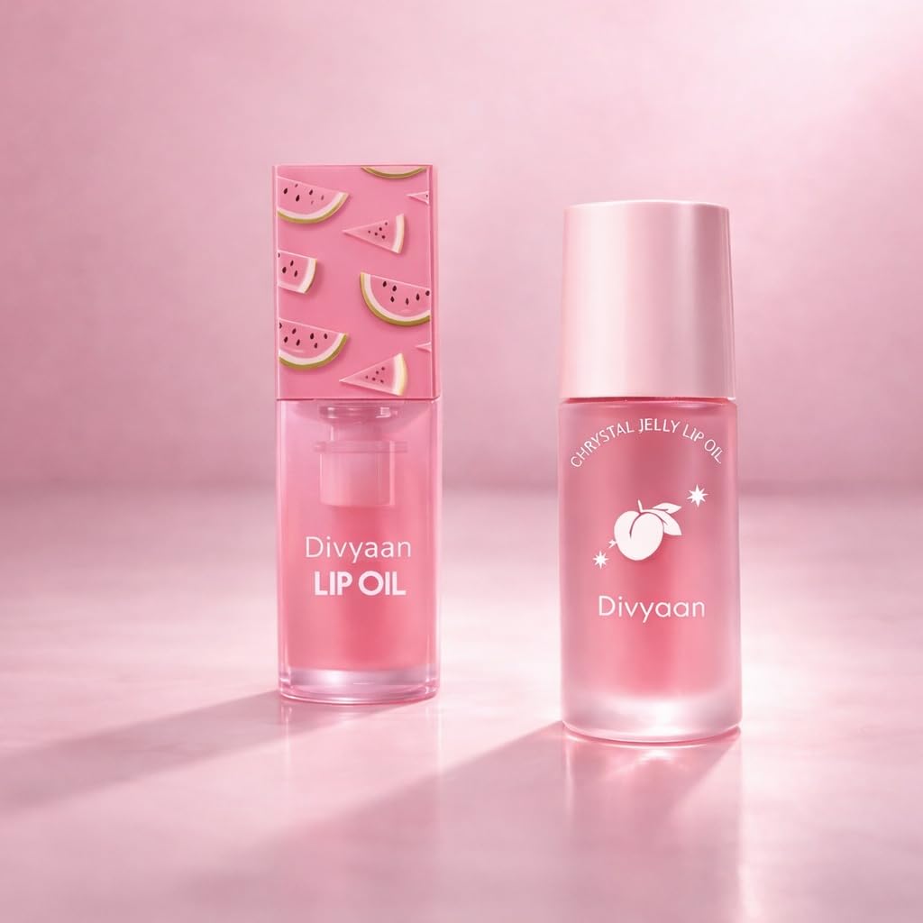Korean Crystal Jelly Lip Oil Gloss (Pack Of 2) | Long Lasting NonSticky Hydrating Lip Oil Balm | Transparent Waterproof Lip Plu