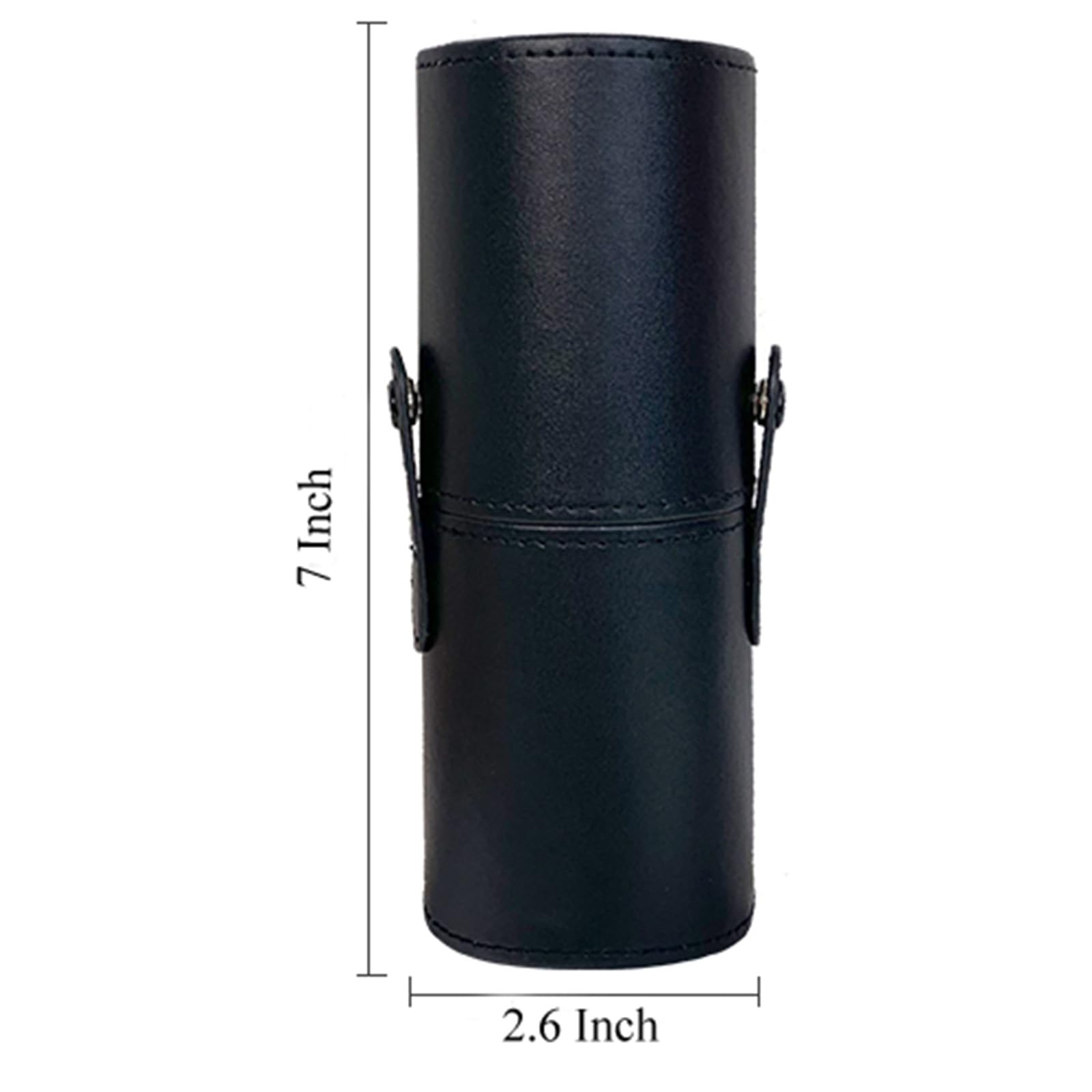 Kanviensl Portable Makeup Brush Case Black, Dustproof Leather Cylindrical Cosmetic Makeup Brush Cup Organizer/Display with Snap,