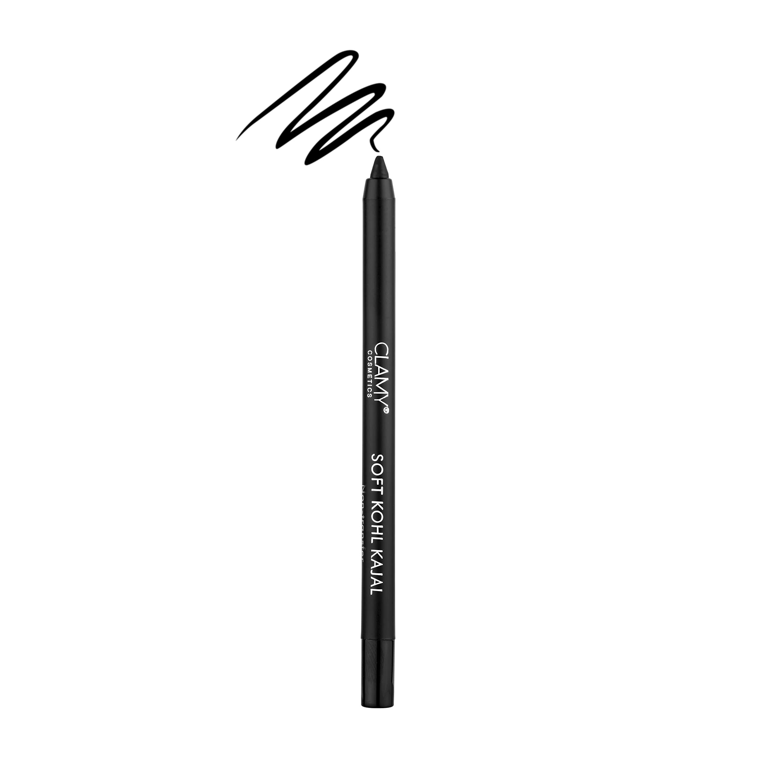 Clamy Soft Kohl Kajal Blackest Black Waterproof, 24Hrs Long Stay, Smudge Proof, One Stroke Smooth Glide