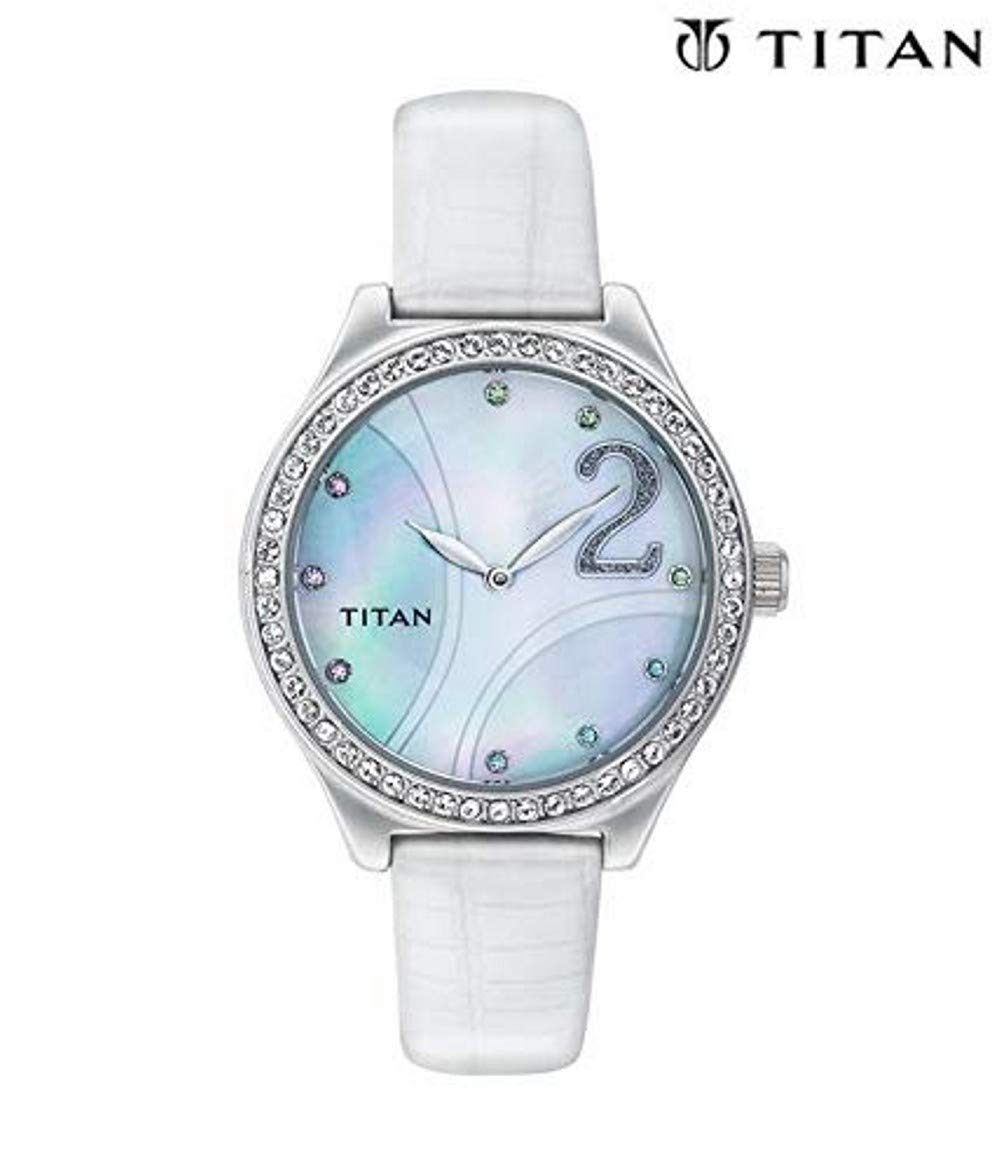 Titan WomenS 9744Sl03 Purple Analog Display Analog Quartz White Watch