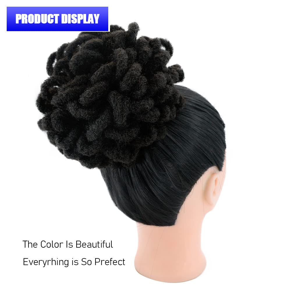 Kgbfass 2Pcs Locs Ponytail Drawstring Buns Loc Petal Bun Dreadlock Ponytail Braided Afro Puffs Faux Locs Bun Clip In On Braids P