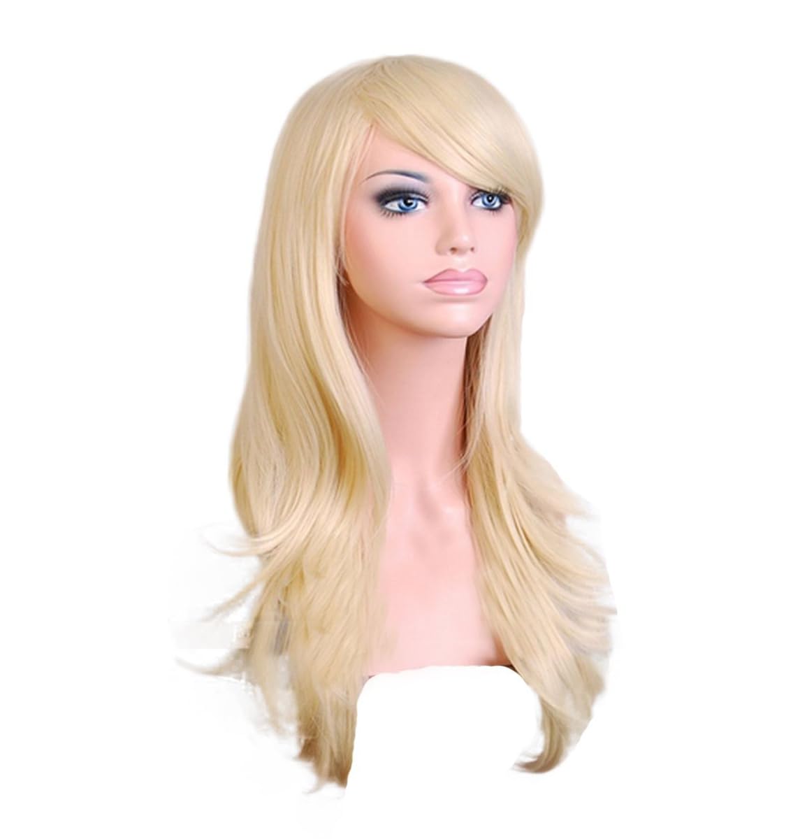 Aneshe Wigs 28'' Long Wavy Hair Heat Resistant Cosplay Wig For Women (Light Blonde)
