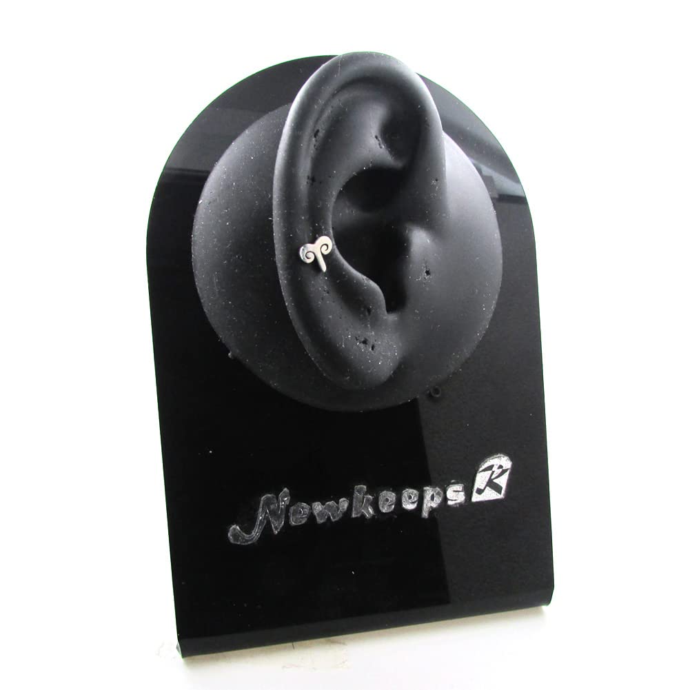 NewkeepsR 16g-Titanium Threadless Zodiac 12 Constellation Astrology Jewelry Stud Earring-Aries