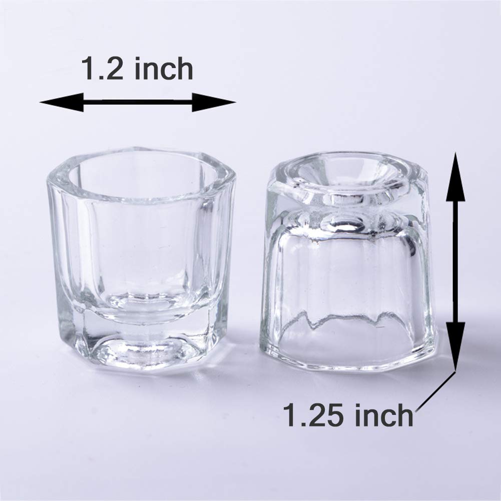Bulex 2 Pack Dappen Dish Cups For Nail Art Acrylic Liquid - Clear Glass Nail Monomer Liquid Bowl Dampen Dish Acrylic Powder Hold