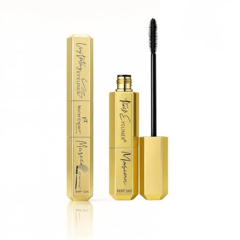2In1 Eyeliner & Mascara Duo  Waterproof Precision Liquid Liner + Volumizing Curl Mascara | SmudgeProof, LongWear Dual Eye M