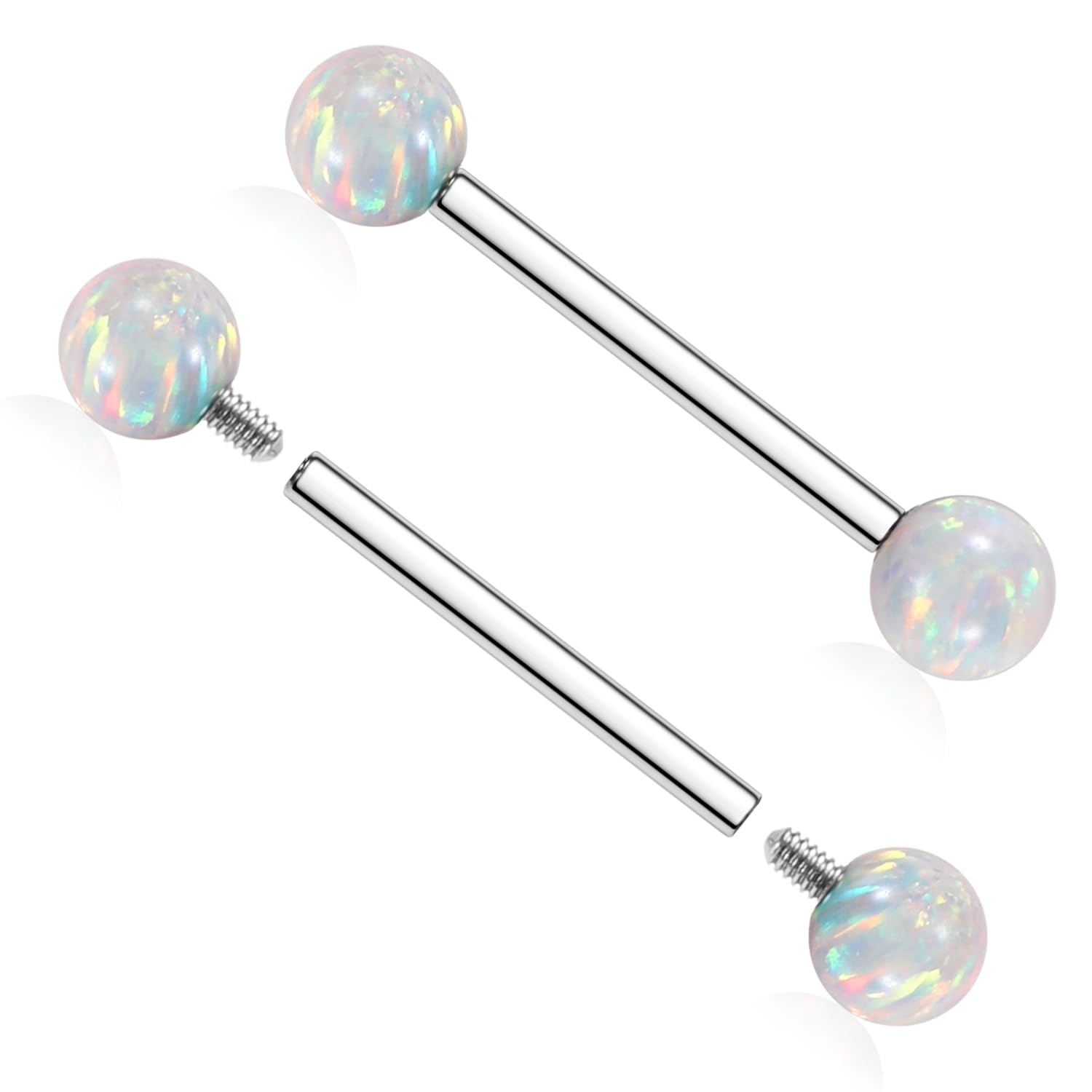 AROWRO Nipple Bars Titanium Nipple Jewelry 14 Gauge Long Bar Nipple Rings Internally Threaded Tongue 16mm Nipple Piercing White 