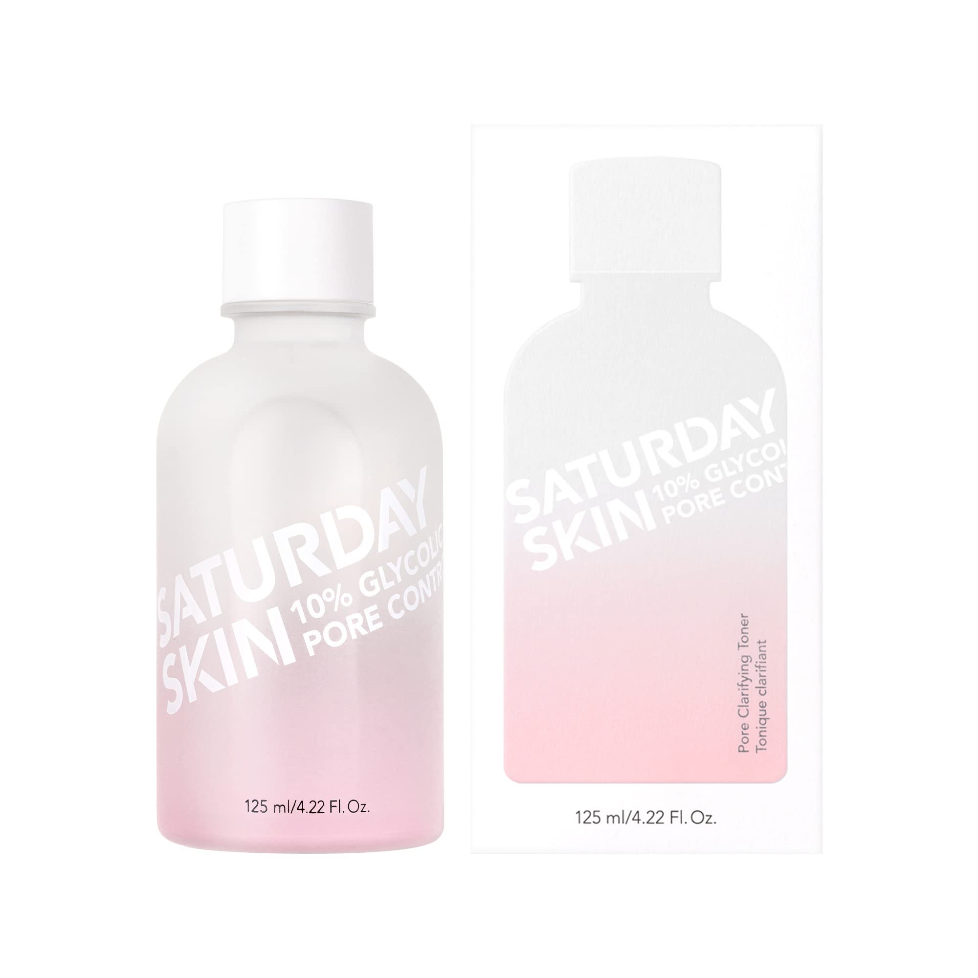 Saturday Skin Pore Clarifying Toner 10% Glycolic Acid&AHA Deep Cleansing Astringent Facial Toner,Hypoallergenic Skin-Purifying F
