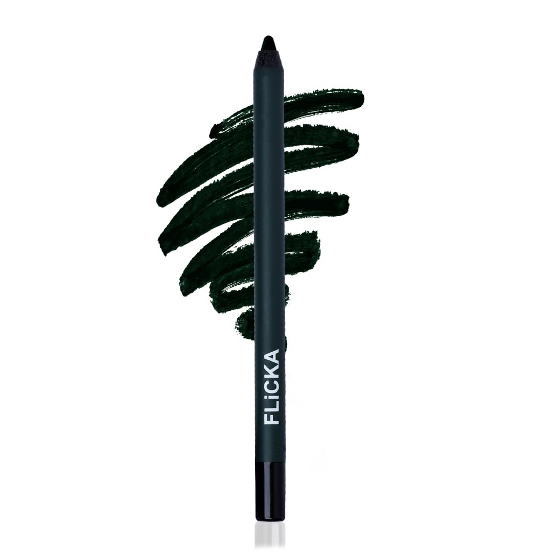 Flicka Keep It Bold Kajal | Waterproof, Smudgeproof, Intense Kajal, LongLasting Formula Upto 18Hrs, 01 Dark Green 1.2 G