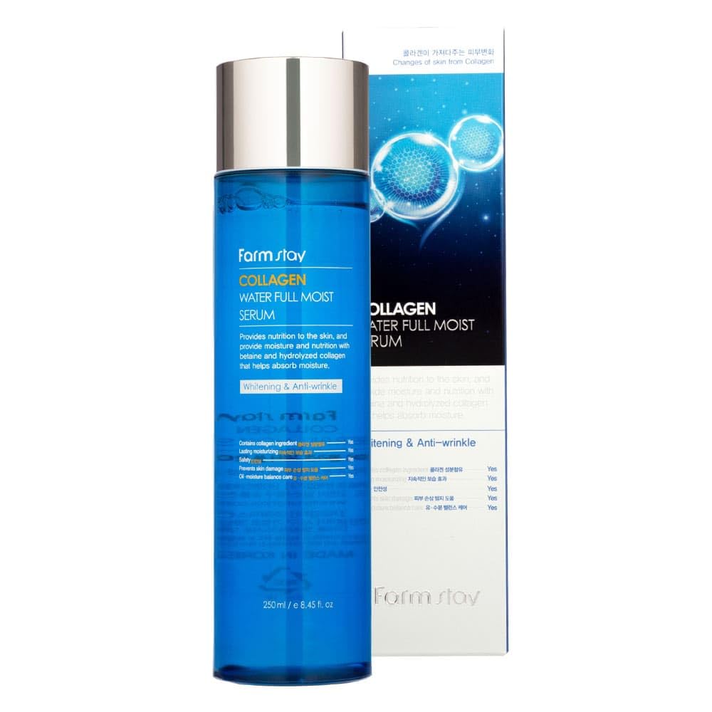 Farmstay Collagen Water Full Moist Serum 8.45 Fl. Oz/ 250Ml | Moisturizing Serum With Hydrolyzed Collagen For Hydration And Elas