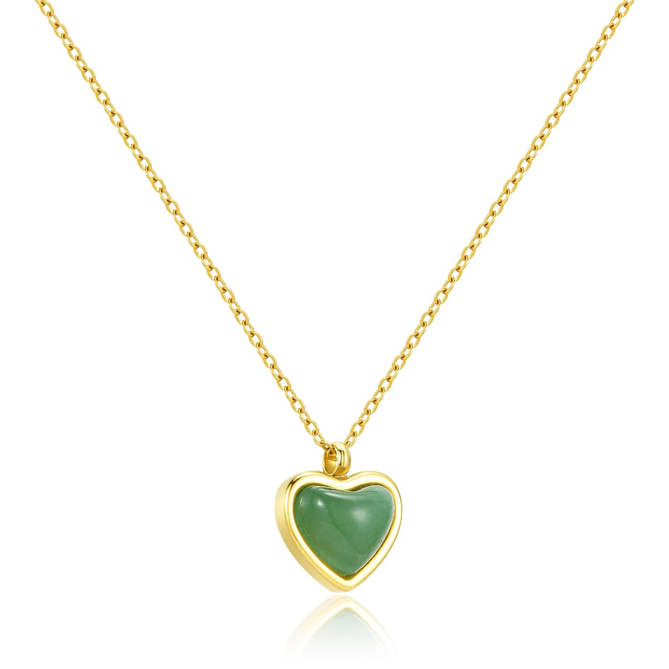 Green Jade Heart Necklace Raw Stone Green Aventurine Healing Crystals Dainty Green Heart Semi-precious Gemstone Pendant Necklace