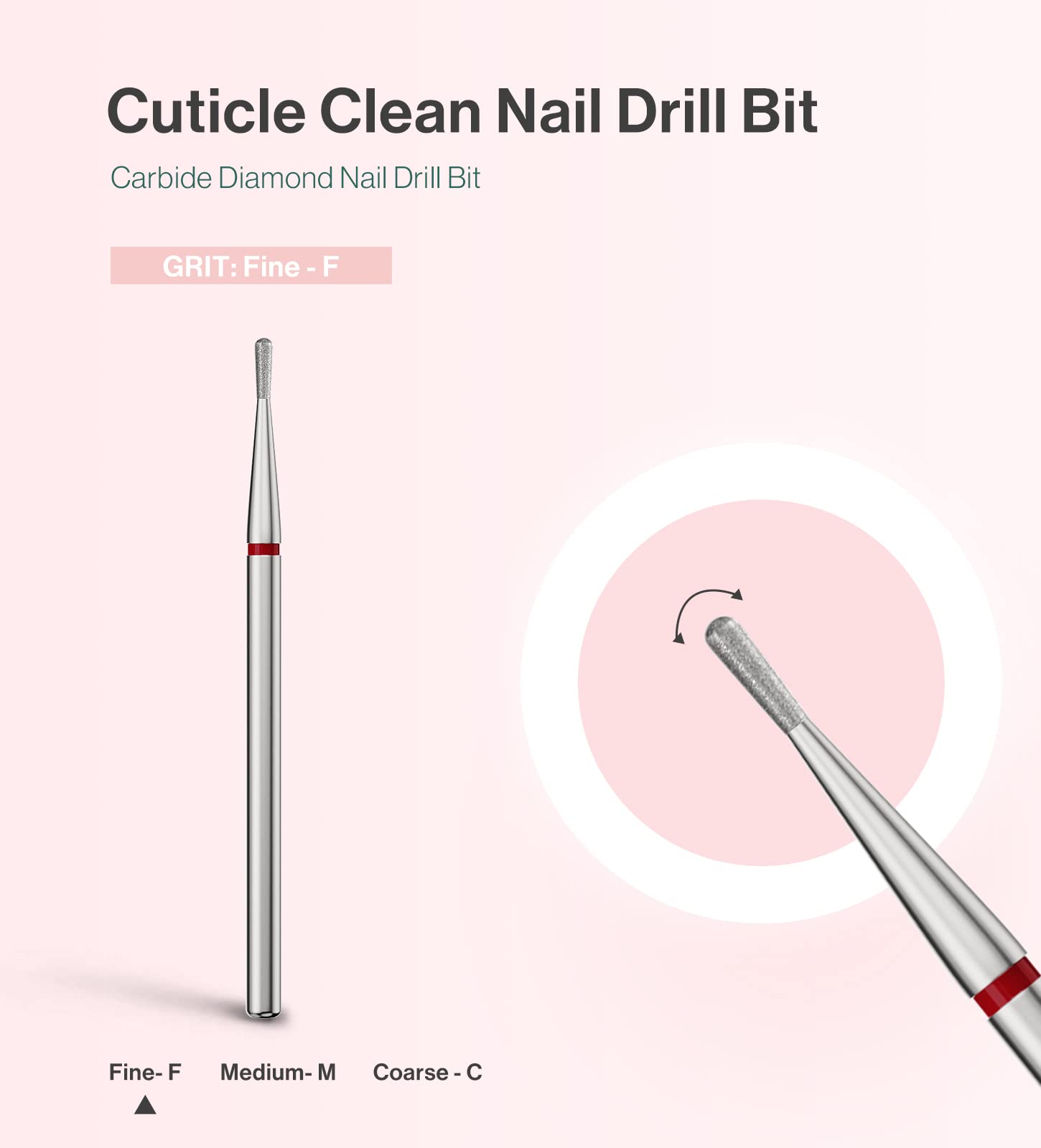 Melodysusie 1.2Mm Pear Shape Cuticle Clean Nail Drill Bit 3/32 ' ', Professional Safety Carbide Diamond Under Nail Cleaner For C