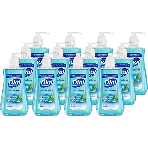 Dial Antibacterial Liquid Hand Soap Spring Water 7.5Oz, Blue, 12 Count