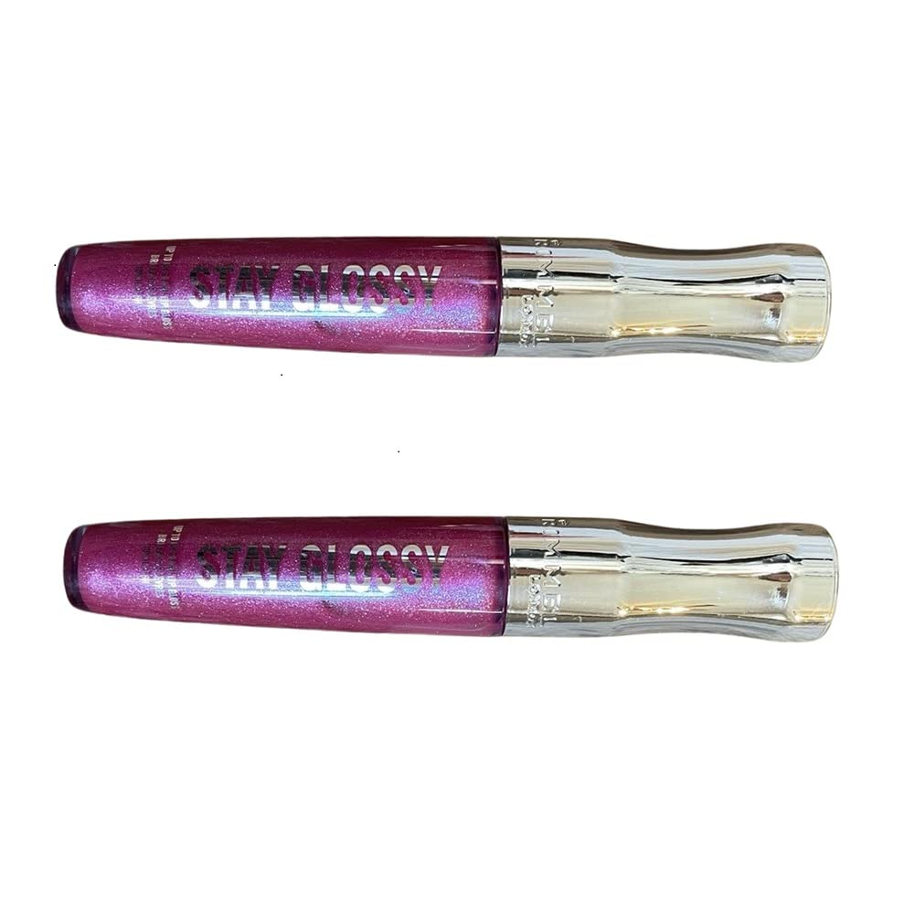 Pack Of 2 Rimmel Stay Glossy 6Hr Lip Gloss, Grapevine Groove # 185