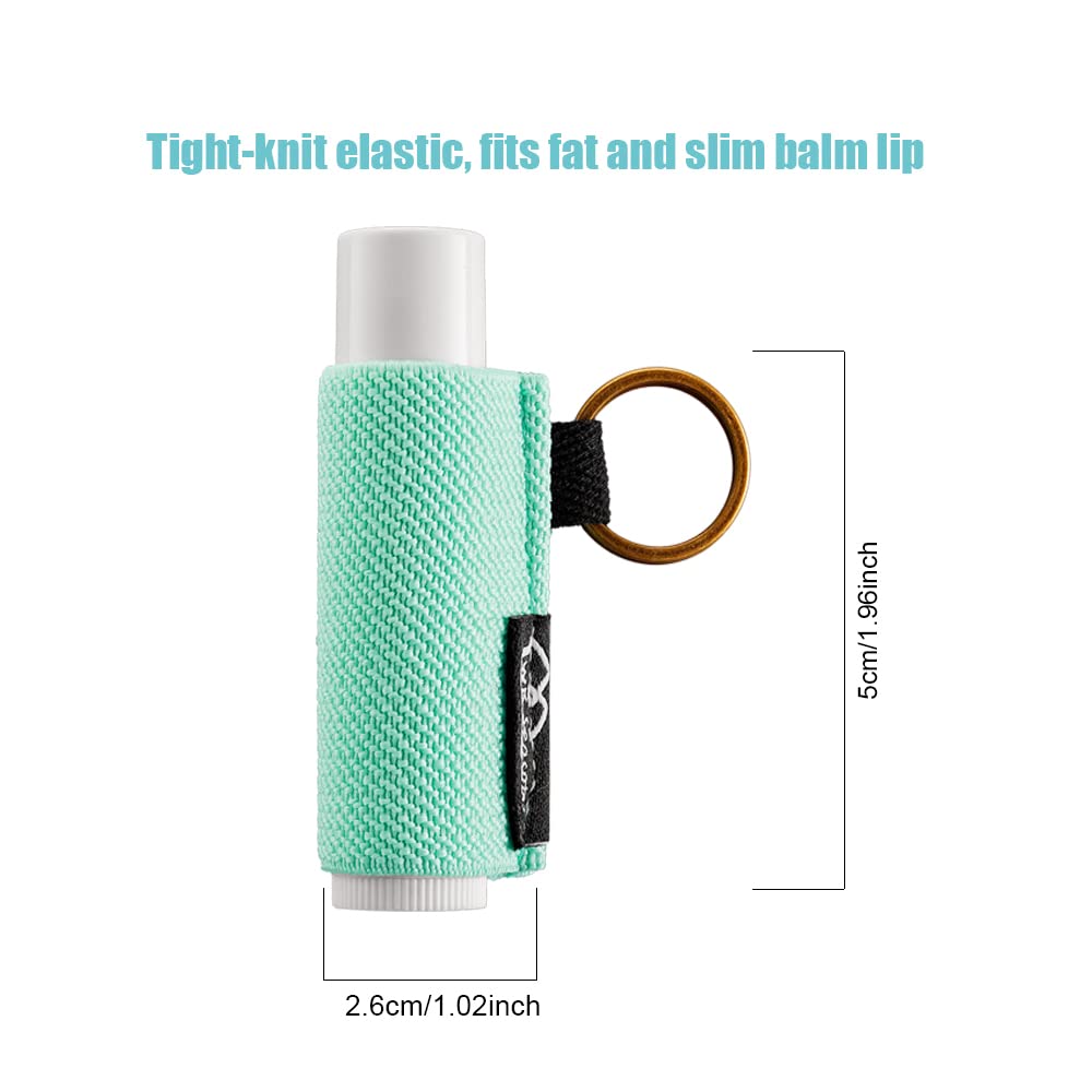 WK IEASON - Lip Balm Holder Keychain clip On Lipstick Sleeve Tight-Knit Elastic Lip Balm Keychain Holder (BlackgreyYellowBlue)