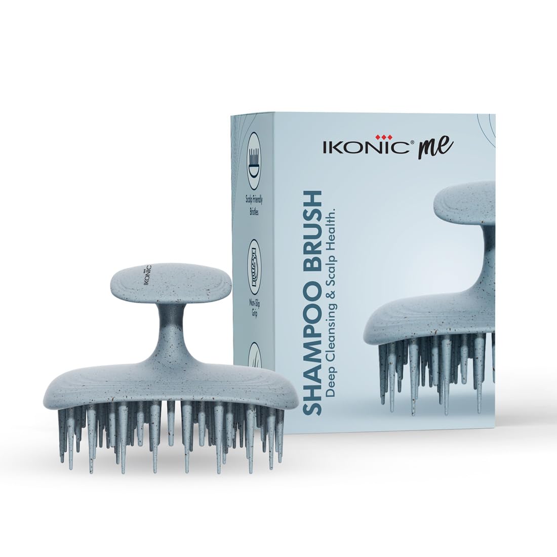 Ikonic Me Shampoo Hair Brush Ikm2129 Eco Conscious, Tapered Long Bristles For Gentle Detangling, Reduces Build Up & Dandruff, S