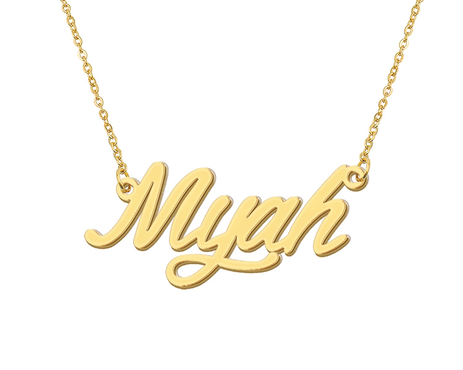 Aoloshow Myah Name Initial Necklace Stainless Steel 18k Gold Plated Name Necklace Chain Jewelry for Wife Valentines Day