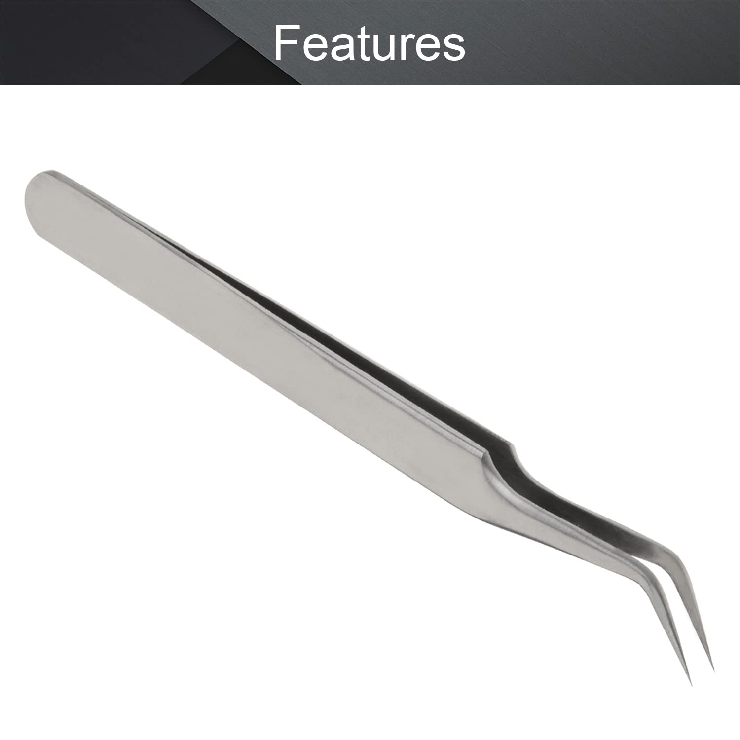 Utoolmart St-15 High Precision Stainless Steel Micro-Magnetic Pointed Tip Tweezer Silver Tone Opp Bags 3 Pcs
