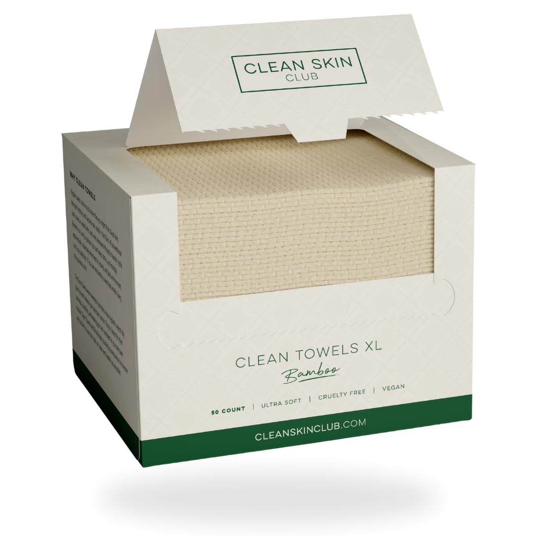 Clean Skin Club Bamboo Viscose Clean Towels XL, World 1ST Biodegradable Face Towel, Disposable Dry Makeup Removing Wipes, Super 
