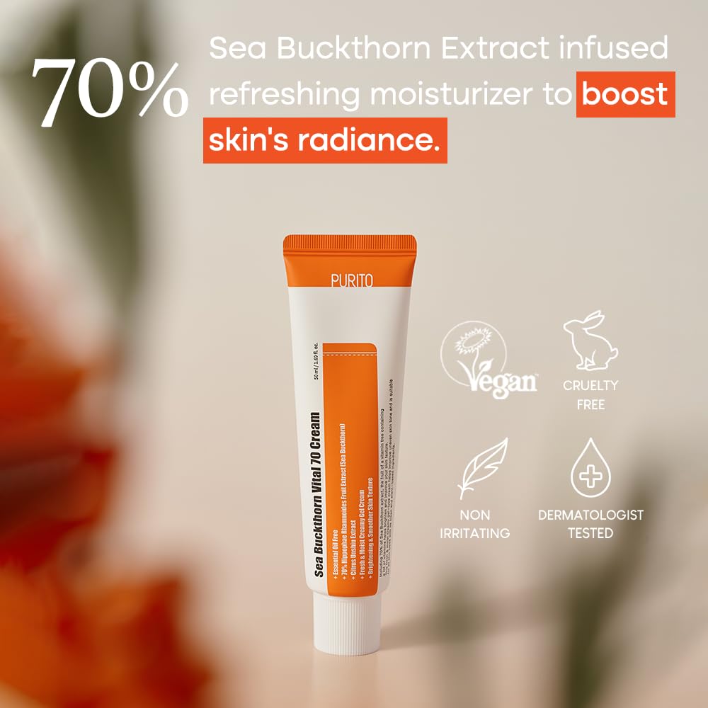 Purito [Essential Oil-Free] Sea Buckthorn Vital 70 Cream 50Ml / 1.7 Fl.Oz
