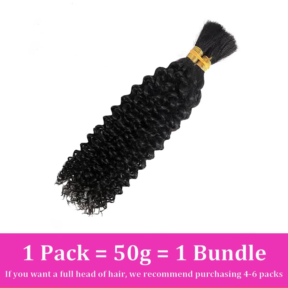 9A Deep Wave Bulk Human Hair for Braiding Hair No Weft 1 Bundle 50g 26 Inch Unprocessed Virgin Human Hair Curly Hair Extensions