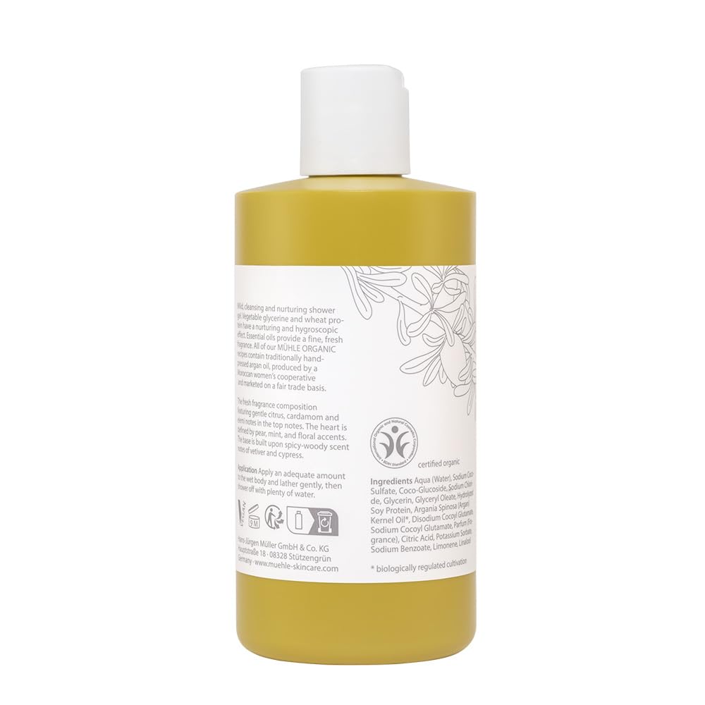 MHLE Organic Shower Gel | Refreshing Body Wash and All-Natural Cleanser with Essential Oils | BDIH Certified | 100% Vegan | 250m
