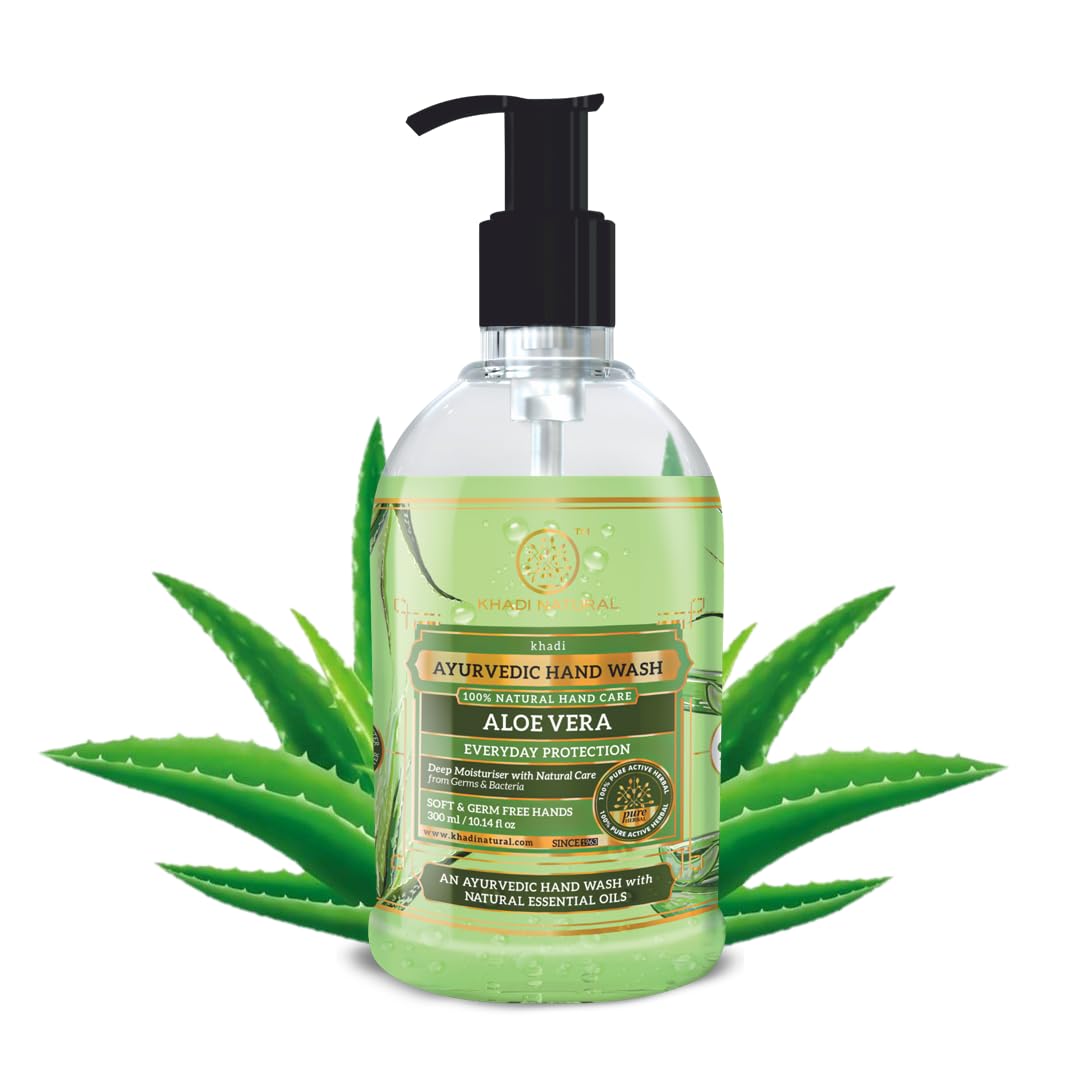Khadi Natural Aloe Vera Hand Wash | Herbal Liquid Hand Wash For Gentle Cleansing | Helps Maintain Soft & Hydrated Hands | Soothi