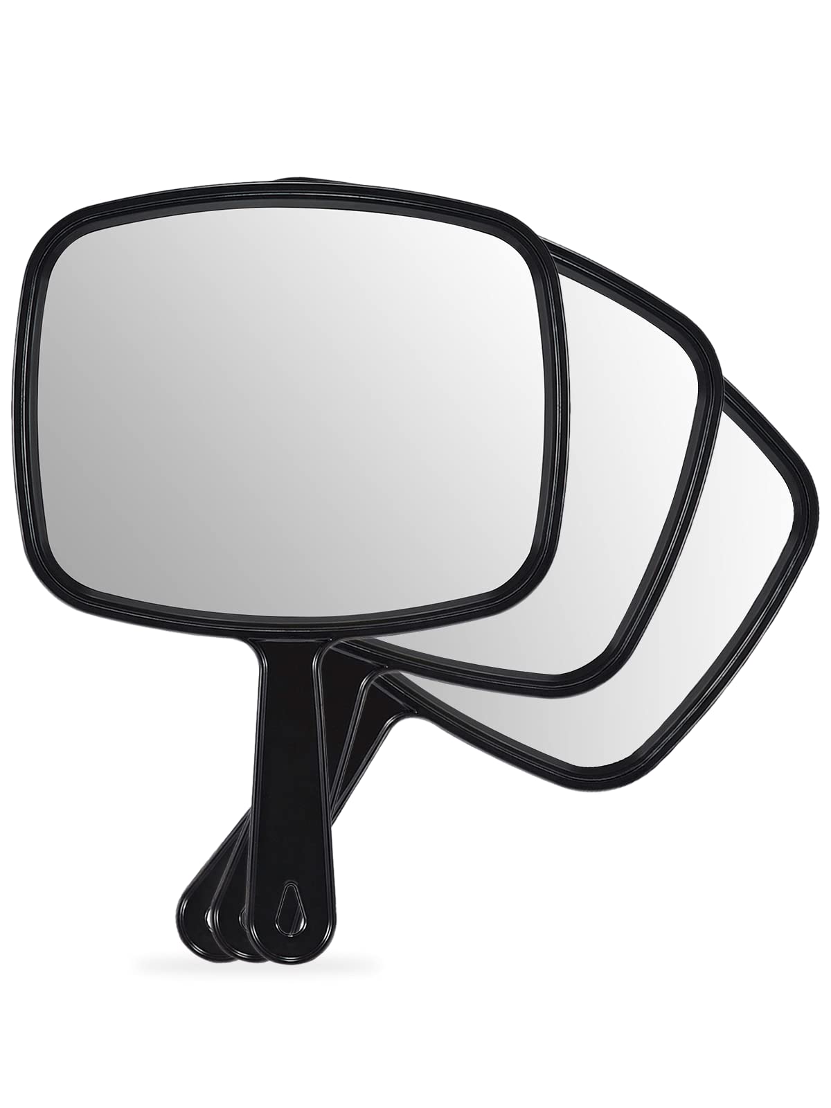 OMIRO Hand Mirror, All Black Handheld Mirror with Handle, 6.6'' W x 9.3'' L, Pack of 3