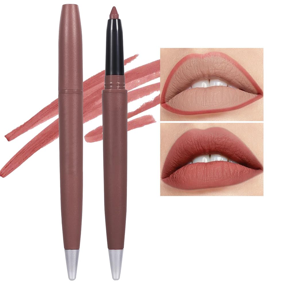 Wantuoluo Matt Nude Lipstick Lipliner Lip Crayons Pack Set,Velvet Moisture Smooth Matte Lipstick Pencils,Waterproof&Waterlasting