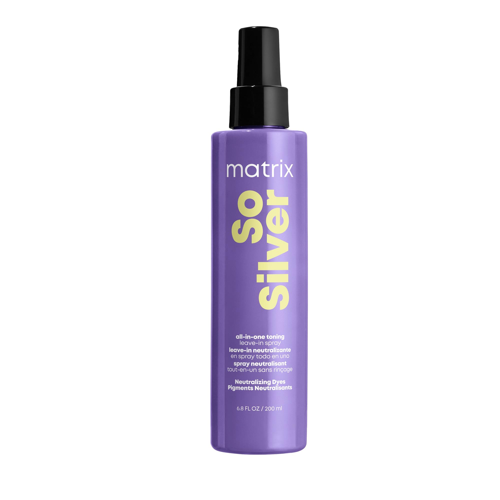 Matrix So Silver All-In-One Leave-In Toning Spray - Neutralizes Yellow, Brassy Tones, Nourishes Hair and Controls Frizz, For Col