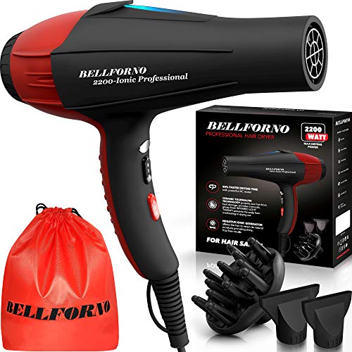 Professional Ionic Salon Hair Dryer, 2200 Watt Powerful Ac Motor Ceramic Tourmaline Ion Blow Dryer, Quiet Hair Dryers With Diffu