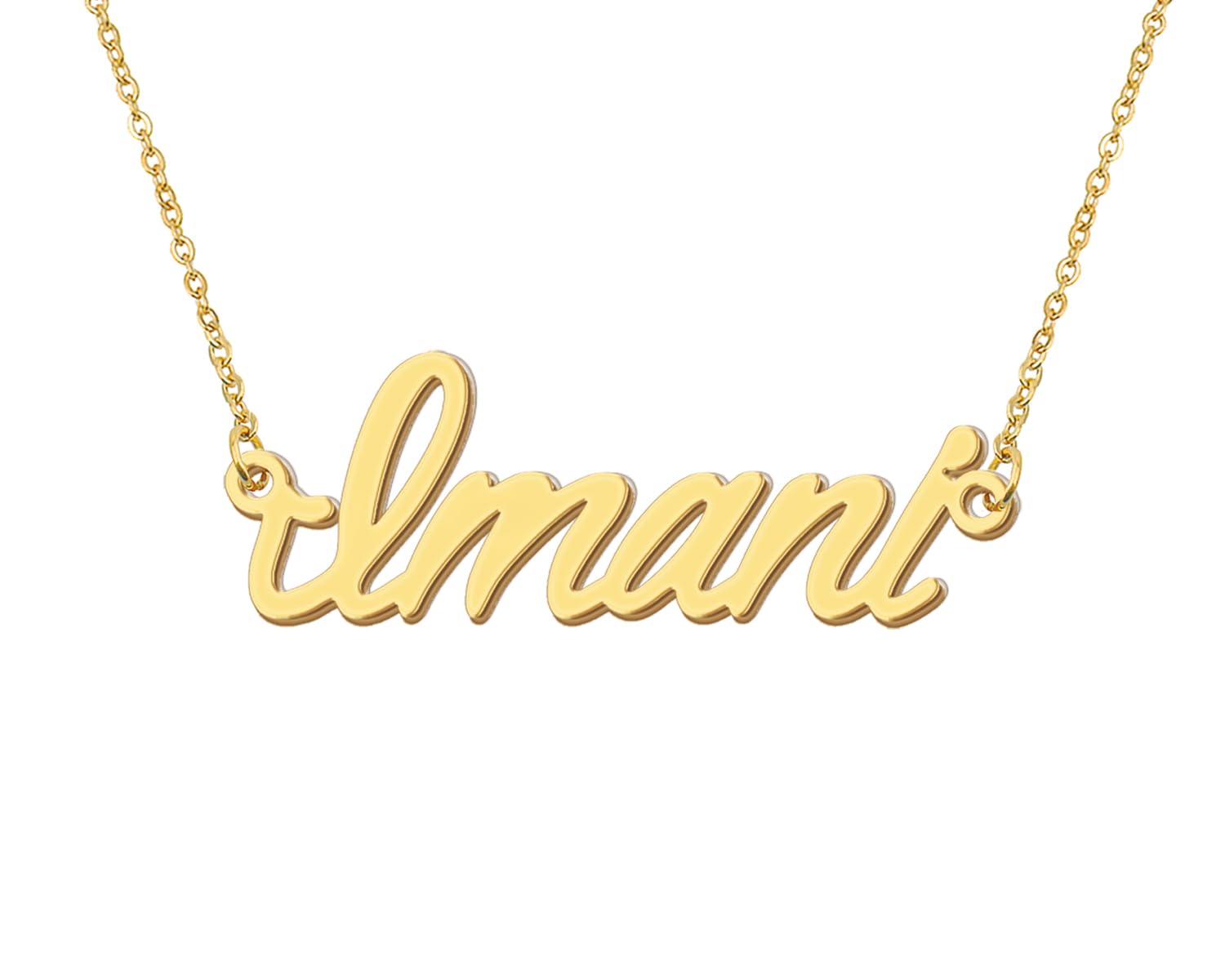 Aoloshow Imani Women Initial Name Necklace Choker Name Necklace 18k Gold Plated Stainless Steel Jewelry for Best Friend Graduati