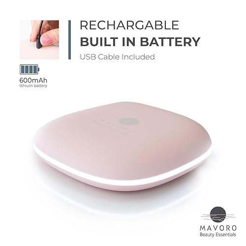 Mavoro LED Lighted Travel Makeup Mirror, Rechargeable, 1x/10x Magnification - Daylight LED, Pocket or Purse Mirror, Small Travel