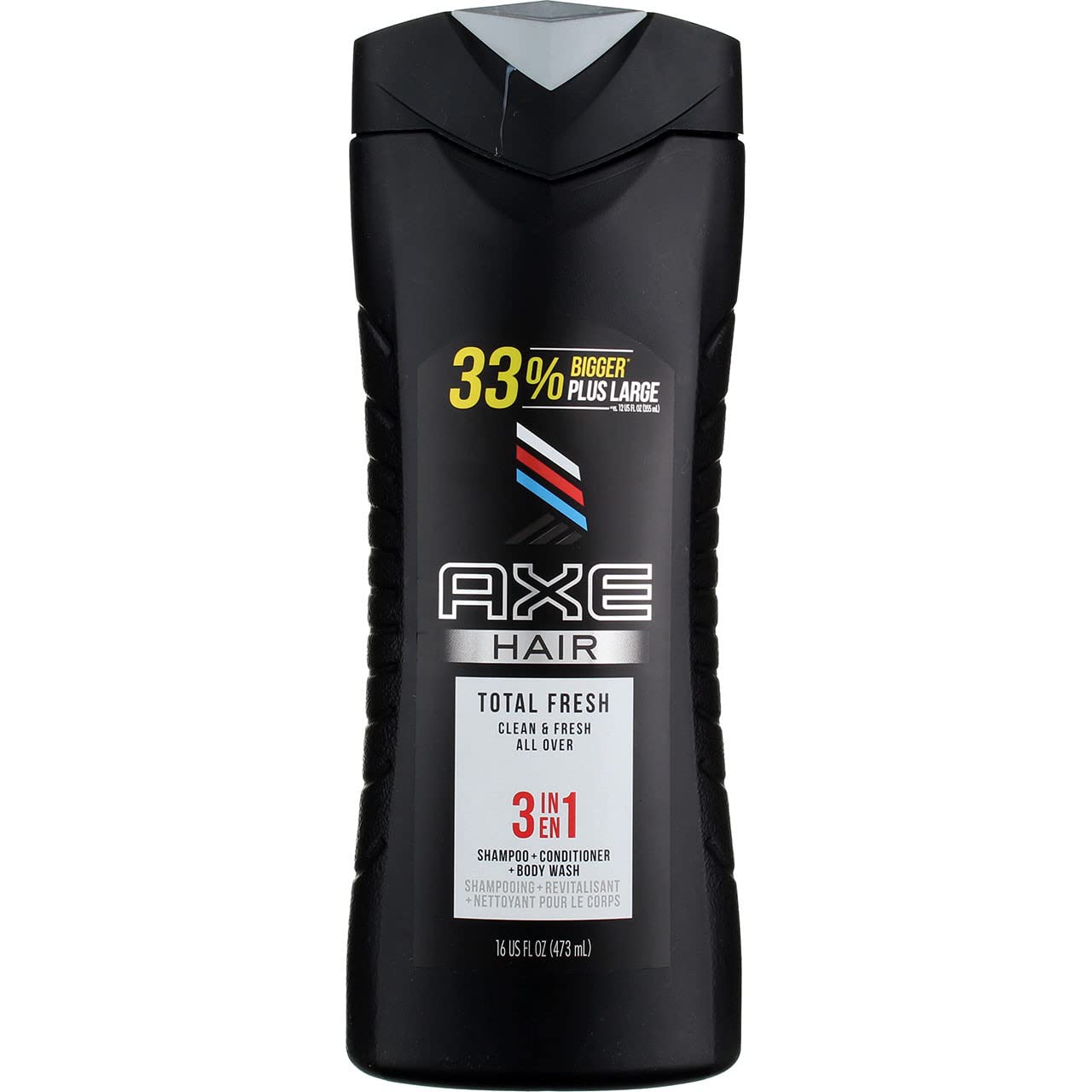 Axe Hair 3in1 Shampoo + Conditioner + Body Wash, Total Fresh, 16 Fluid Ounce (Pack of 2)