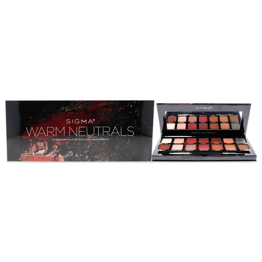 Sigma Beauty Warm Neutrals Eyeshadow Palette - 14 Warm Eyeshadow Shades in Matte, Shimmer and Metalic Finishes - Highly Pigmente