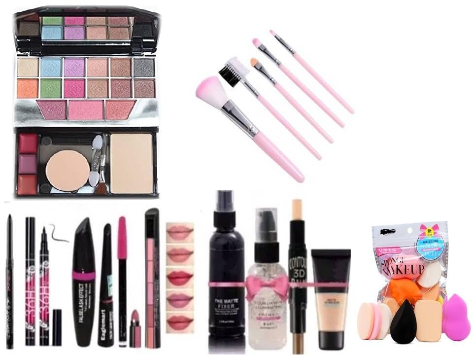Luhsan Complete 5024 Makeup Kit Set With 12 Eyeshadow Palette, Brushes, Mascara, Lipsticks, Makeup Fixer, Foundation, Beauty Spo