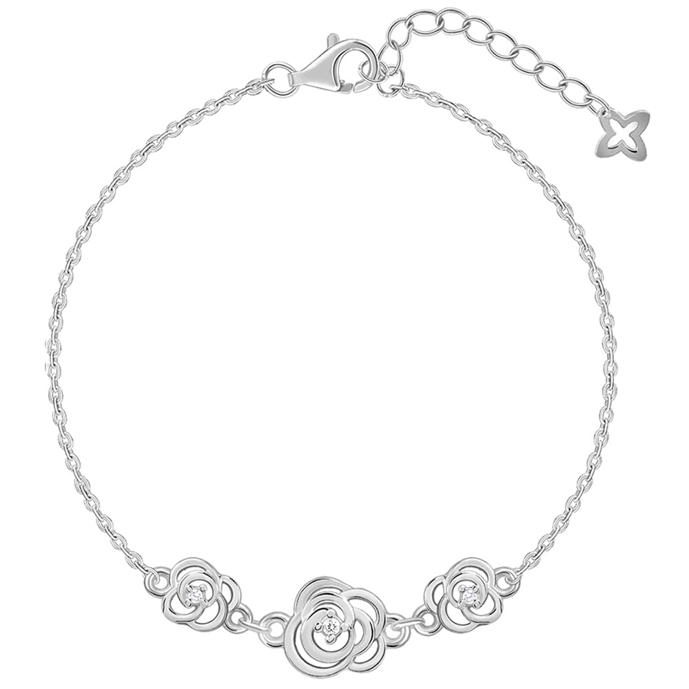Giva 925 Silver Sparkling Roses Bracelet, Adjustable | Gifts For Women And Girls | With Certificate Of Authenticity And 925 Stam