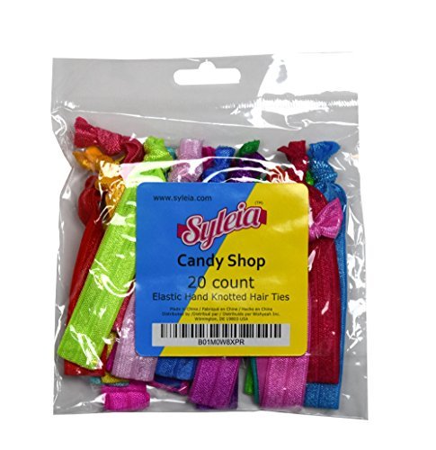 Syleia Pack Of 20 Candy Color Hair Ties, Ponytail Holders, Elastic Ribbon,Hair Band, Crease Free Hand Knotted Fold Over Ouchless