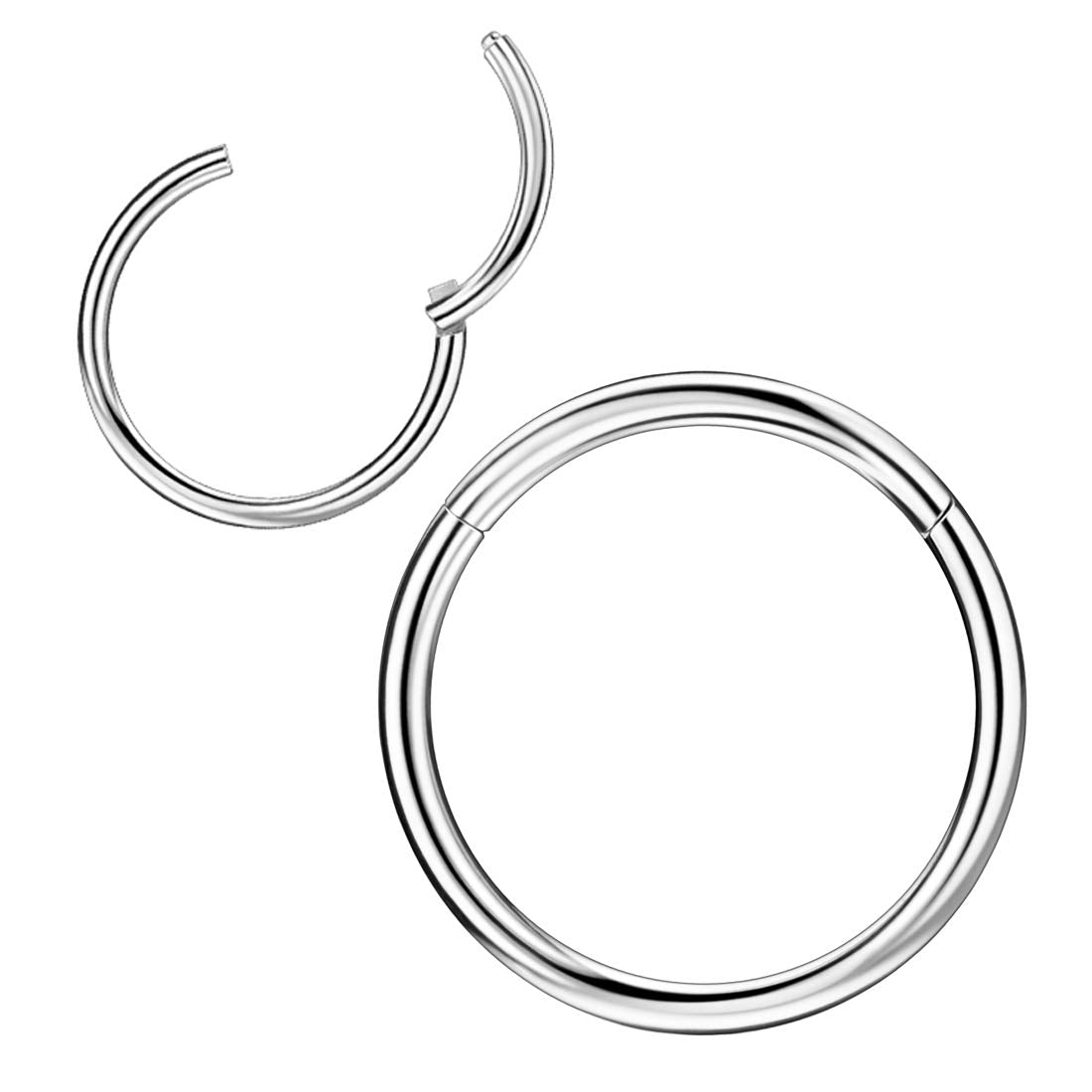 JOFUKIN 12g Hoops 12mm 12 Gauge Nose Rings for Men - Silver Surgical Steel Hypoallergenic Body Piercing Rings for Lobe, Bull, Se