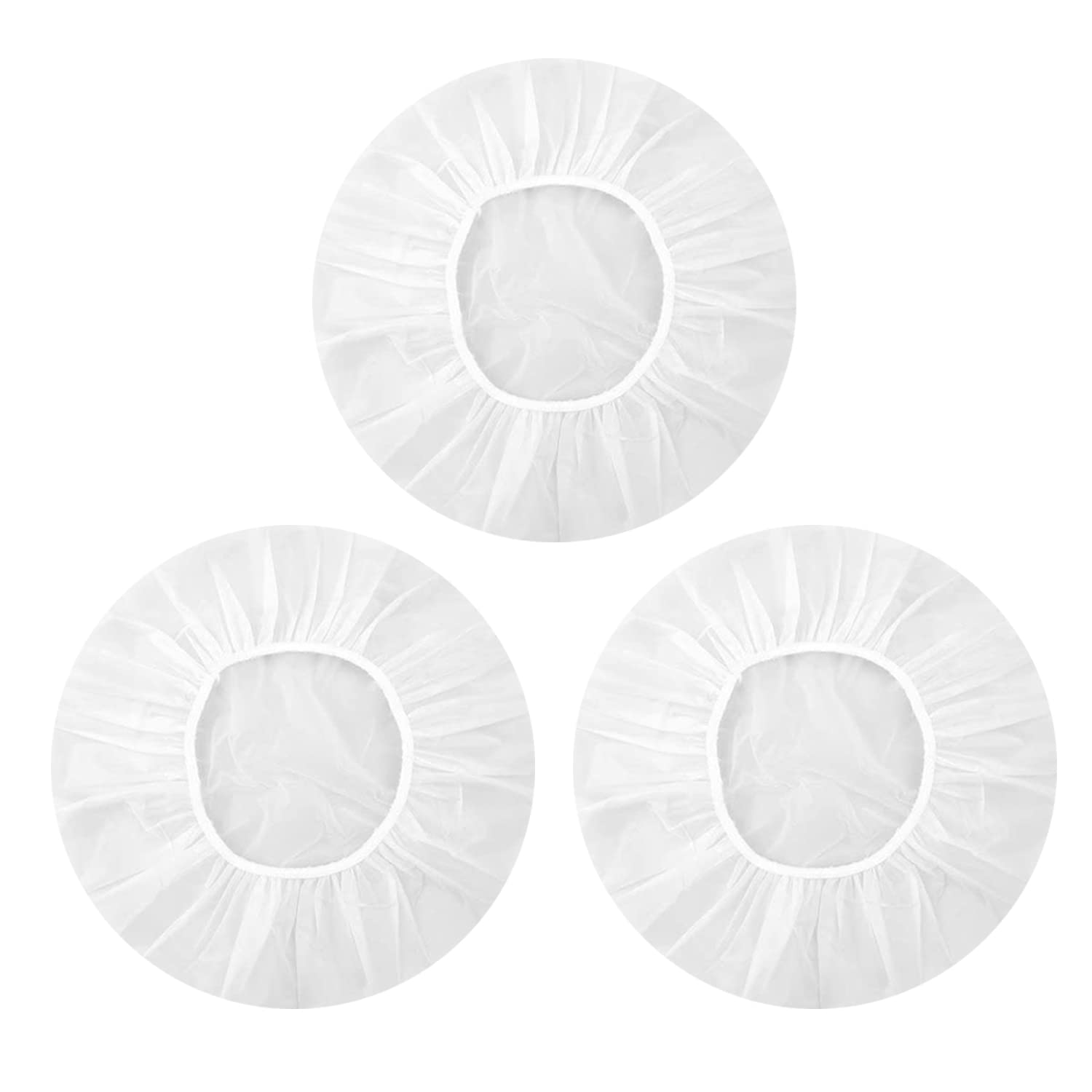 Shower Caps, 3 Pcs Waterproof Bath Caps Plastic Reusable Shower Caps Elastic Band Bath Hair Hat For Women Ladies Spa Salon