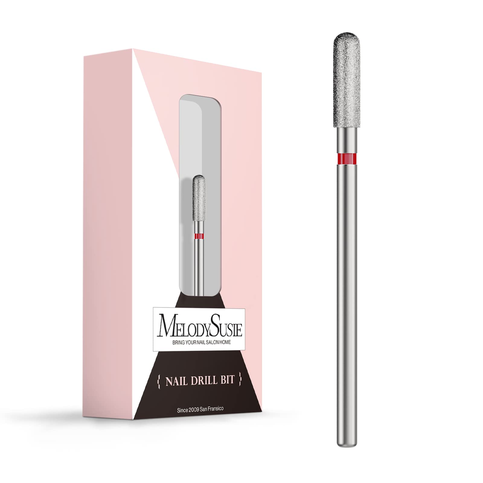 MelodySusie 3mm Rounded Top Barrel Cuticle Clean Nail Drill Bit 3/32 ' ', Professional Safety Carbide Diamond Under Nail Cleaner