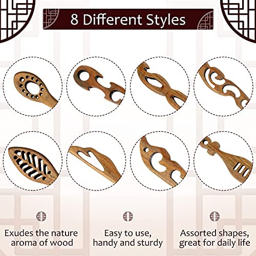 8 Pieces Wooden Hair Sticks Japanese Hair Chopstick For Women Bun Maker, Chinese Chopstick Hair Pins For Women Long Hair Handmad