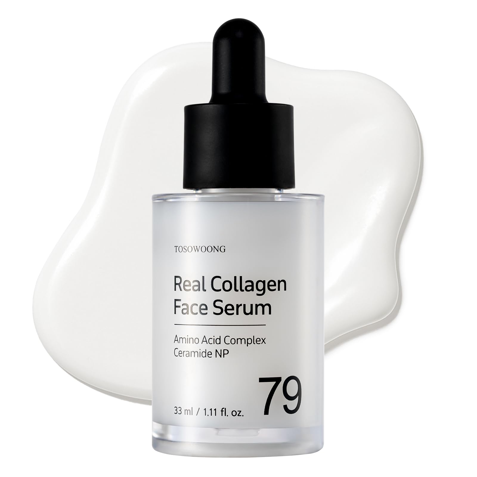 TOSOWOONG Real Collagen Face Serum, Hydrating & Firming Serum with hydrolyzed collagen, Hyaluronic Acid, Plumps, Sagging Skin, R