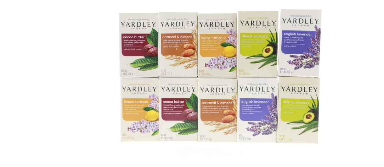 Yardley London Soap Bath Bar Bundle - 10 Bars: English Lavender, Oatmeal And Almond, Aloe And Avocado, Cocoa Butter, Lemon Verbe