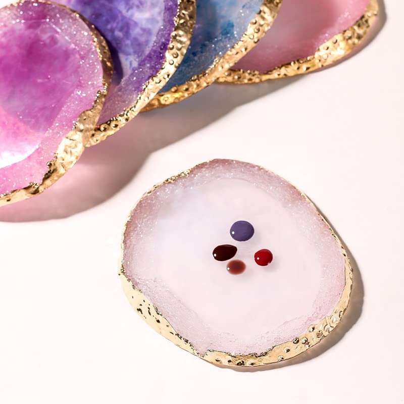AKOAK 1 Pack Phnom Penh Resin Crystal Agate Palette Nail Art Gel Nail Polish Palette Nail Piece Display Tool,Purple