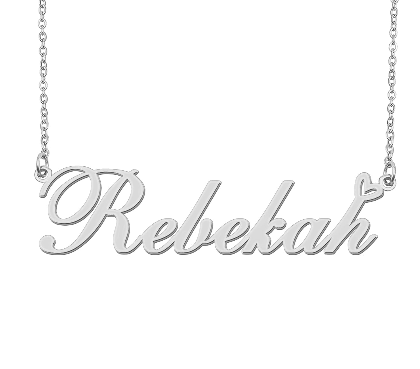 Aoloshow Stainless Steel Silver Rebekah Heart Name Necklace Charm Pendant Jewelry for Mom Best Friends
