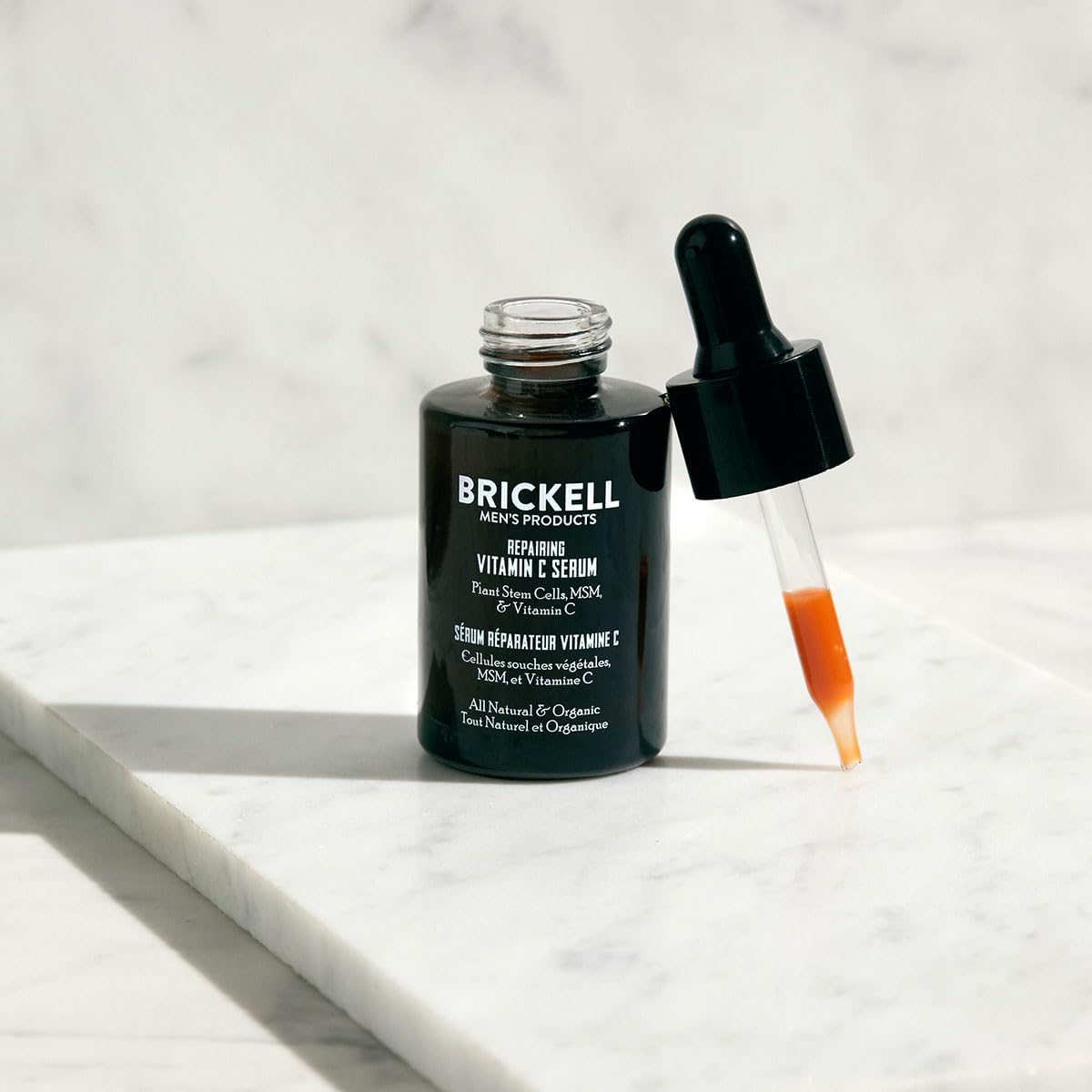Brickell Men's Anti Aging Vitamin C Serum For Face, Repairing Night Face Serum for Men, Natural and Organic Hyaluronic Acid Seru